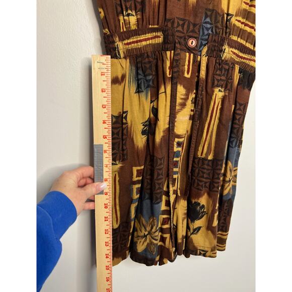 Vintage 80's DPS Petite Shorts Romper Playsuit Sz SM Brown,Tan,Black - Picture 5 of 9